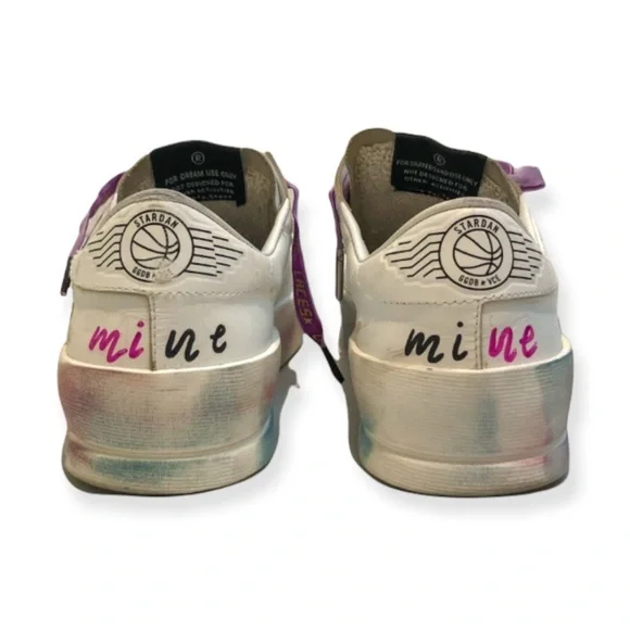 RARE Golden Goose Stardan Customized Embellished Platform Leather Sneakers 35 - Picture 8 of 9